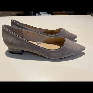 Adrienne Vittandini Pointed Toe Suede Block Heel Flat